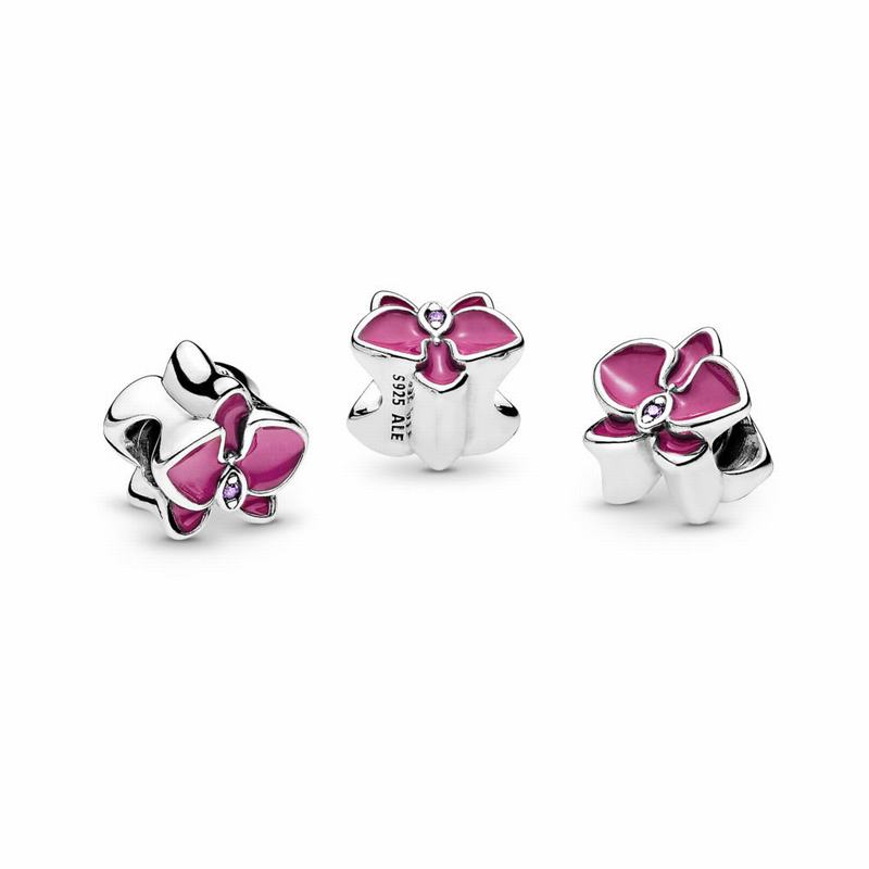 Pandora Orchid Charm - Sterling Silver/Enamel/Pink/Cubic Zirconia - Canada | XZ7080PC